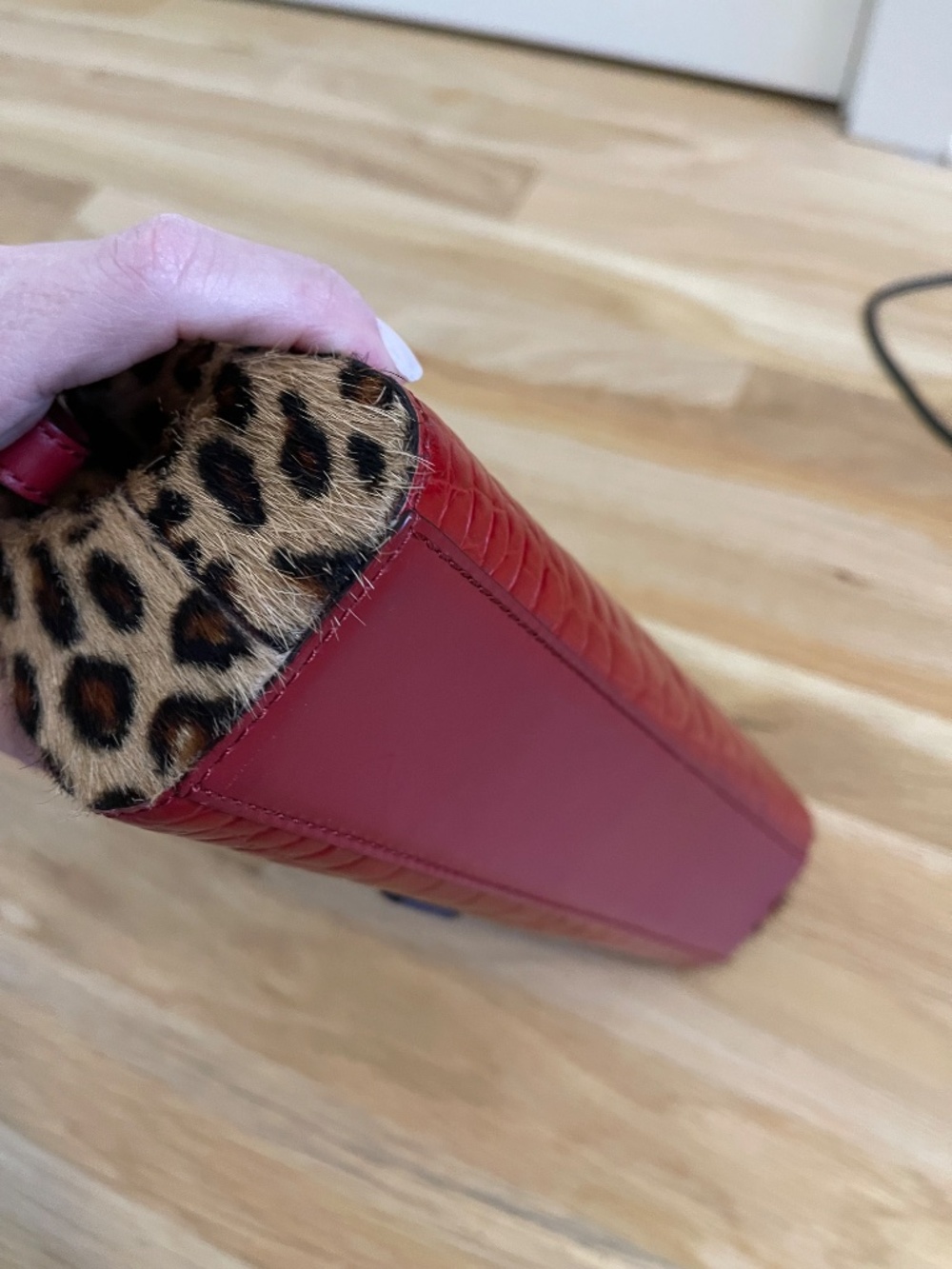 Adrienne Vittadini Deep Red & Animal Print Clutch / Wristlet Bag, Never Used - Picture 13 of 16